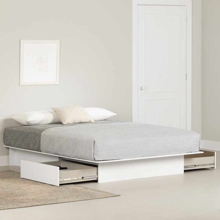 White bed with deals drawers